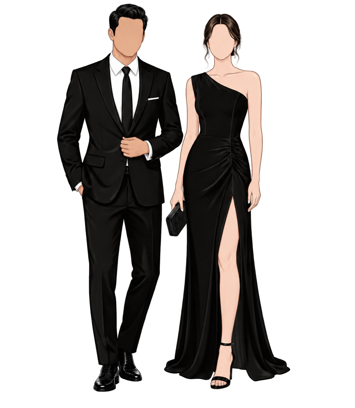 Pareja vestida formalmente